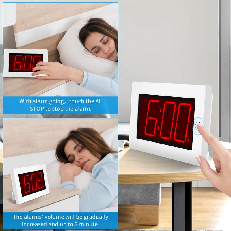 KWANWA Small Wall Clock  Digital Alarm Clock  8"" Extra Large Display  3"" LED Digit Contantly Light Up  Battery Operated  Adjustable Brightness  Clock for Bedroom  Wall-Mounted/Table-top - Image 5